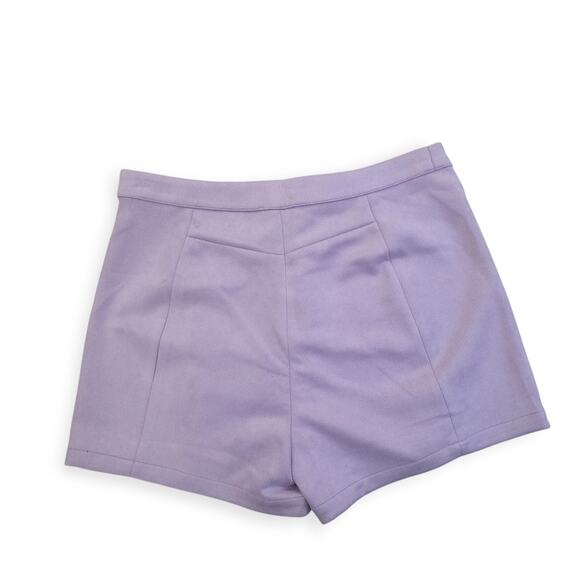 Kori America Faux Suede Velour Lilac Purple High Waist Shorts Women Sz L - Picture 5 of 10